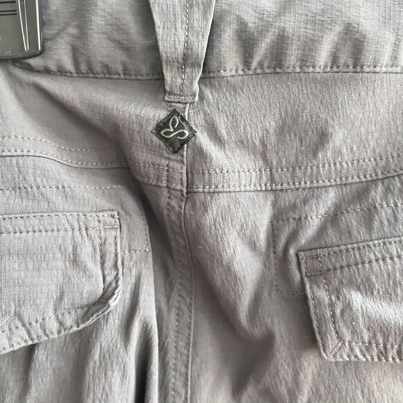 prAna Convertible Pant Women 8 Gray Performance Pockets Roll Up Hiking Camping - Picture 16 of 16